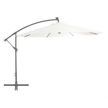 Ampelschirm mit LED-Leuchten und Metall-Mast 350 cm Sandfarben
