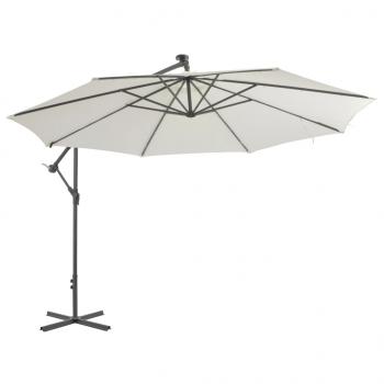 Ampelschirm mit LED-Leuchten und Metall-Mast 350 cm Sandfarben