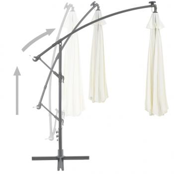 Ampelschirm mit LED-Leuchten und Metall-Mast 350 cm Sandfarben