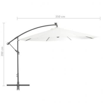 Ampelschirm mit LED-Leuchten und Metall-Mast 350 cm Sandfarben