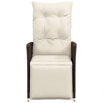 Gartensessel mit Kissen 2 Stk. Verstellbar Braun Poly Rattan