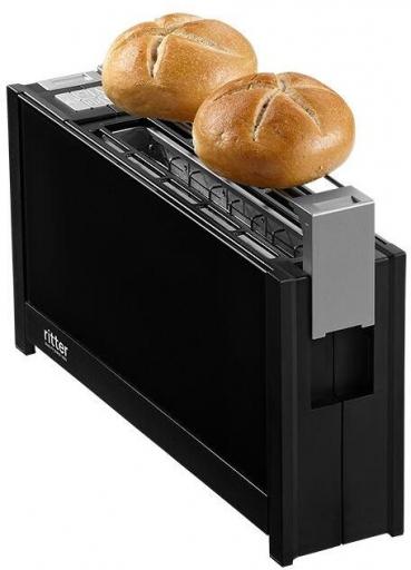 Ritter VOLCANO5 Toaster, 2 Scheiben, 950 W, Brötchenauflage, Auftau- und Aufwärmfunktion, schwarz