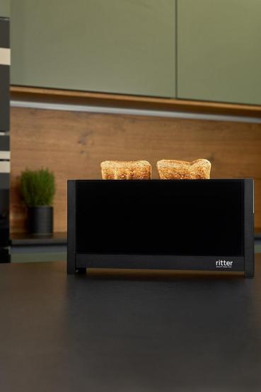 Ritter VOLCANO5 Toaster, 2 Scheiben, 950 W, Brötchenauflage, Auftau- und Aufwärmfunktion, schwarz