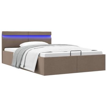 Bett mit Bettkasten Hydraulisch mit LED Taupe Stoff 120x200 cm 