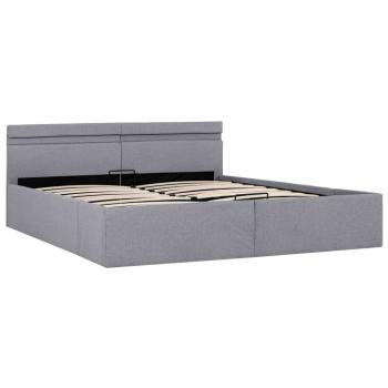 Bett mit Bettkasten Hydraulisch LED Hellgrau Stoff 180x200 cm 