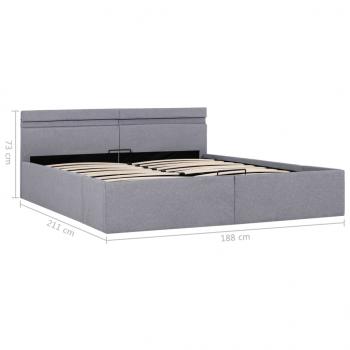 Bett mit Bettkasten Hydraulisch LED Hellgrau Stoff 180x200 cm 