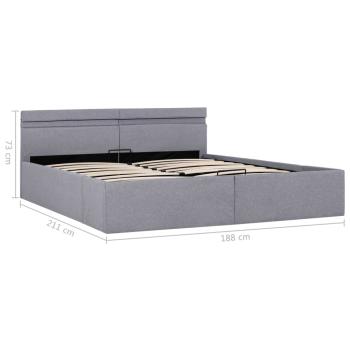 Bett mit Bettkasten Hydraulisch LED Hellgrau Stoff 180x200 cm 