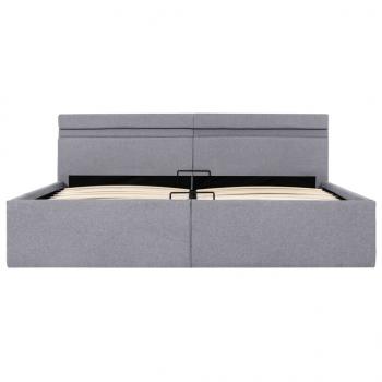 Bett mit Bettkasten Hydraulisch LED Hellgrau Stoff 180x200 cm 