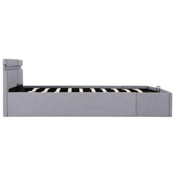 Bett mit Bettkasten Hydraulisch LED Hellgrau Stoff 180x200 cm 