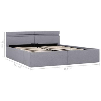 Bett mit Bettkasten Hydraulisch LED Hellgrau Stoff 180x200 cm 