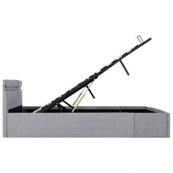 Bett mit Bettkasten Hydraulisch LED Hellgrau Stoff 180x200 cm 
