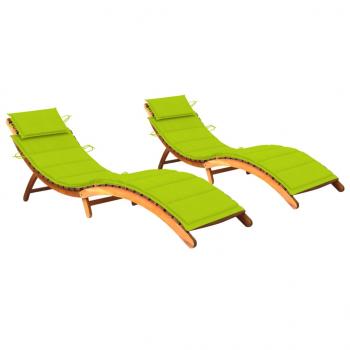 ARDEBO.de - Sonnenliegen 2 Stk. mit Auflagen Massivholz Akazie