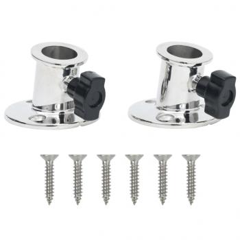 ARDEBO.de - Relingfüße 2 Stk. Rund für 26 mm Rohr Edelstahl