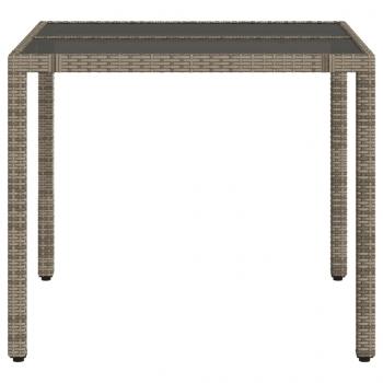Gartentisch mit Glasplatte Grau 90x90x75 cm Poly Rattan