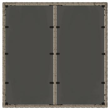 Gartentisch mit Glasplatte Grau 90x90x75 cm Poly Rattan