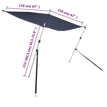 T-Top-Beschattungsverlängerung Blau 170x170x(113-182,5) cm