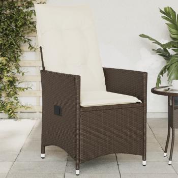 ARDEBO.de - Gartensessel Verstellbar mit Kissen Braun Poly Rattan