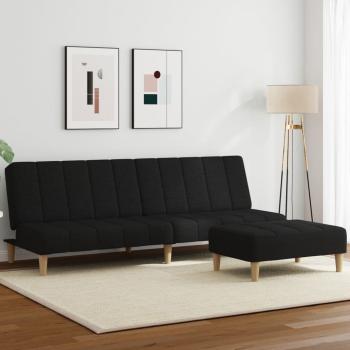 ARDEBO.de - Schlafsofa 2-Sitzer mit Fußhocker Schwarz Stoff