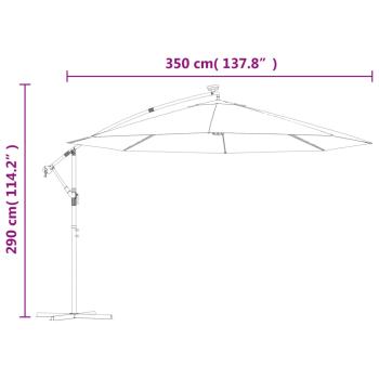 Ampelschirm mit LED-Leuchten Bordeauxrot 350 cm