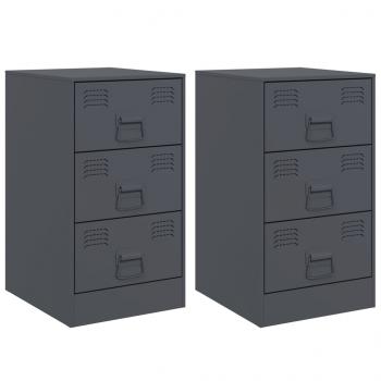 Nachttische 2 Stk. Anthrazit 34,5x39x62 cm Stahl
