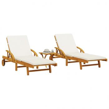 ARDEBO.de - Sonnenliegen 2 Stk. mit Tisch Massivholz Akazie