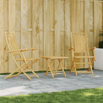 ARDEBO.de - 3-tlg. Bistro-Set Bambus