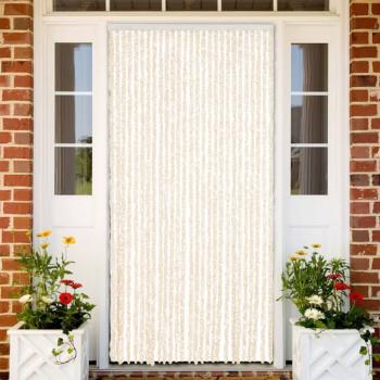 ARDEBO.de - Fliegenvorhang Beige und Weiß 118x220 cm Chenille