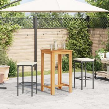 3-tlg. Gartenbar-Set Schwarz Massivholz Akazie und Poly Rattan