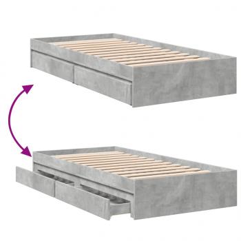Bettgestell mit Schubladen Betongrau 90x190 cm Holzwerkstoff