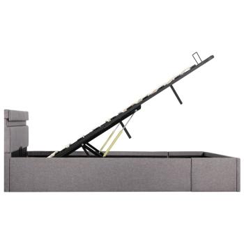 Bett mit Bettkasten Hydraulisch mit LED Taupe Stoff 140x200 cm 