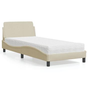 ARDEBO.de - Bett mit Matratze Creme 90x190 cm Stoff