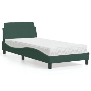 ARDEBO.de - Bett mit Matratze Dunkelgrün 90x190 cm Samt