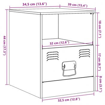 Nachttisch Anthrazit 34,5x39x44 cm Stahl