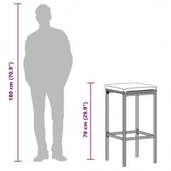 7-tlg. Gartenbar-Set Braun Massivholz Akazie und Poly Rattan