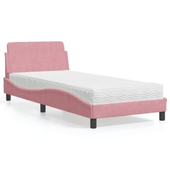 ARDEBO.de - Bett mit Matratze Rosa 90x190 cm Samt