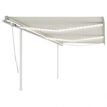 ARDEBO.de - Markise Manuell Einziehbar mit LED 6x3,5 m Creme