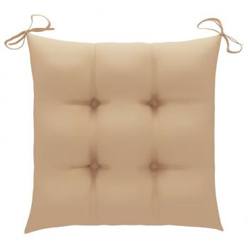 Gartenstühle mit Beige Kissen 4 Stk. Massivholz Teak