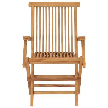 Gartenstühle mit Beige Kissen 4 Stk. Massivholz Teak