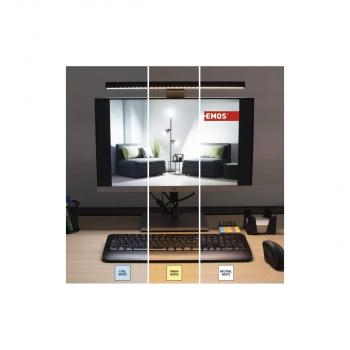 EMOS Z7617 LED-Monitorleuchte AVA, 4,5W, 150lm, 3000/4000/5000K, schwarz (1538179000)