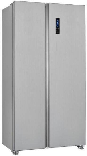 Exquisit SBS46-040E Stand Side-by-Side Kombination, 91 cm breit, 442 L, NoFrost, LED Beleuchtung, Temperaturregelung, Umluftventilator, Schnellkühlen und Schnellgefrieren, Edelstahloptik