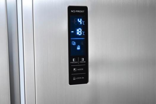 Exquisit SBS46-040E Stand Side-by-Side Kombination, 91 cm breit, 442 L, NoFrost, LED Beleuchtung, Temperaturregelung, Umluftventilator, Schnellkühlen und Schnellgefrieren, Edelstahloptik