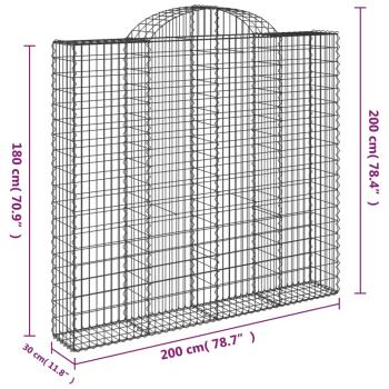 Gabionen mit Hochbogen 5 Stk. 200x30x180/200cm Verzinktes Eisen