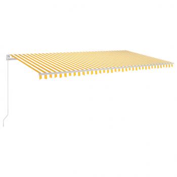Markise Manuell Einziehbar mit LED 600x350 cm Gelb & Weiß
