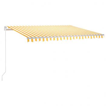 Markise Manuell Einziehbar mit LED 450x350 cm Gelb und Weiß