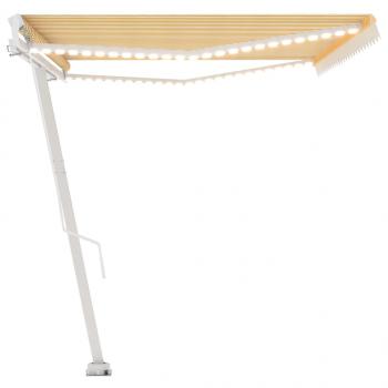 Markise Manuell Einziehbar mit LED 500x350 cm Gelb Weiß
