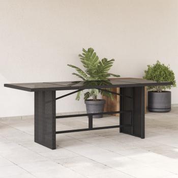ARDEBO.de - Gartentisch mit Glasplatte Schwarz 190x80x75 cm Poly Rattan