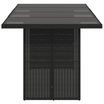 Gartentisch mit Glasplatte Schwarz 190x80x75 cm Poly Rattan