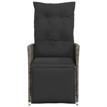 Gartensessel mit Kissen 2 Stk. Verstellbar Grau Poly Rattan