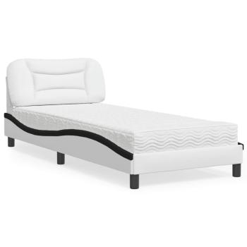 ARDEBO.de - Bett mit Matratze Weiß und Schwarz 90x190 cm Kunstleder