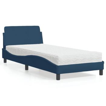 ARDEBO.de - Bett mit Matratze Blau 90x190 cm Stoff